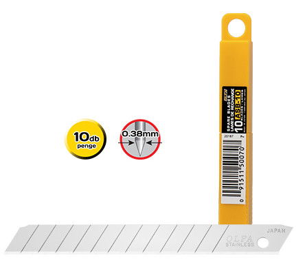 Olfa ASB-10 tördelhető penge, ezüst színű, 9 mm, 10 db/csomag termék fő termékképe