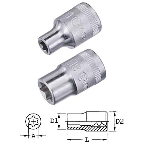 Genius Tools 252510 1/4"-os E-típusú (belső torx) dugókulcs fej, E-10 termék fő termékképe