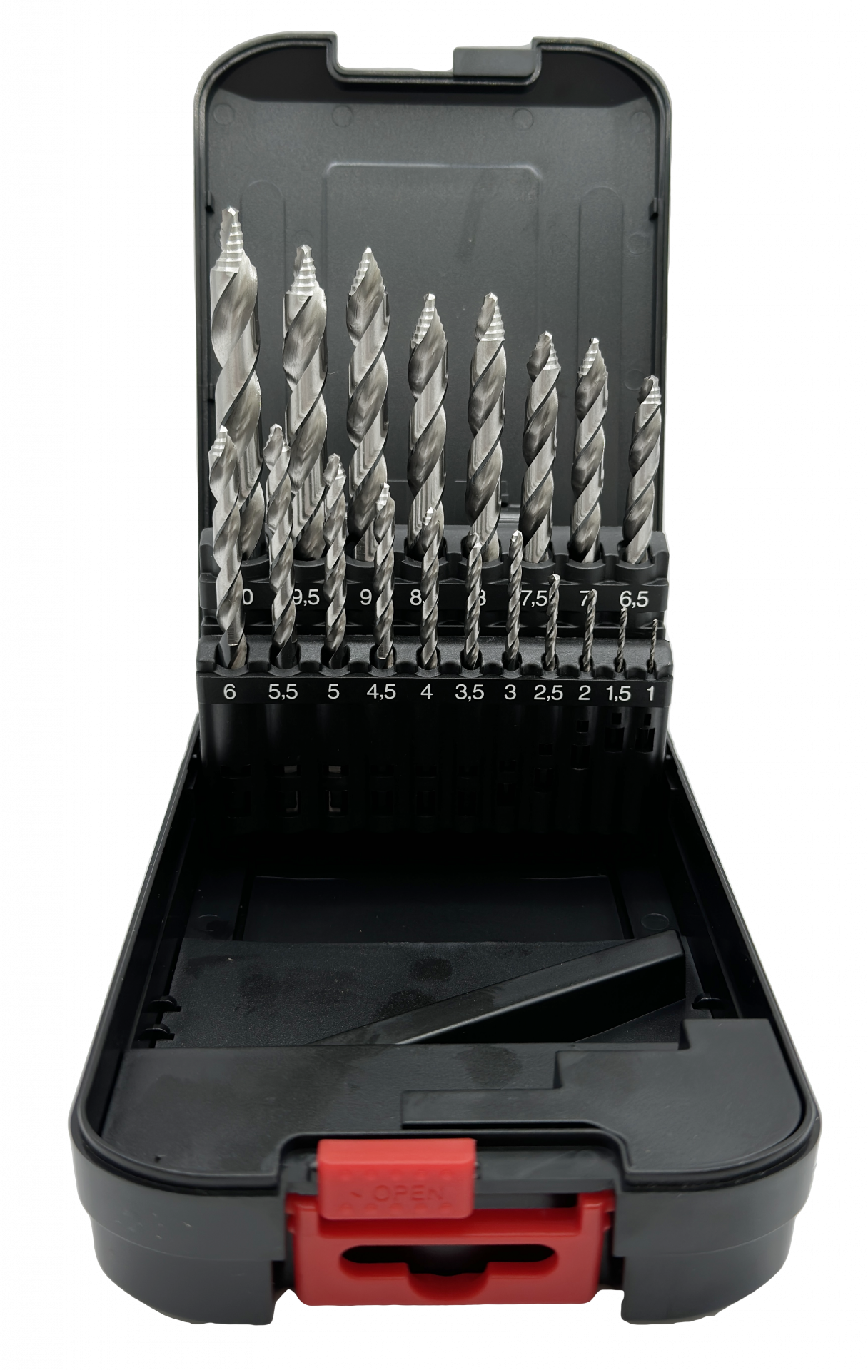 Abraboro HSS-G DIN 338 VULCANO 19 részes fémfúró készlet lépcsős fúrócsúcs-geometriával, műanyag dobozban termék fő termékképe