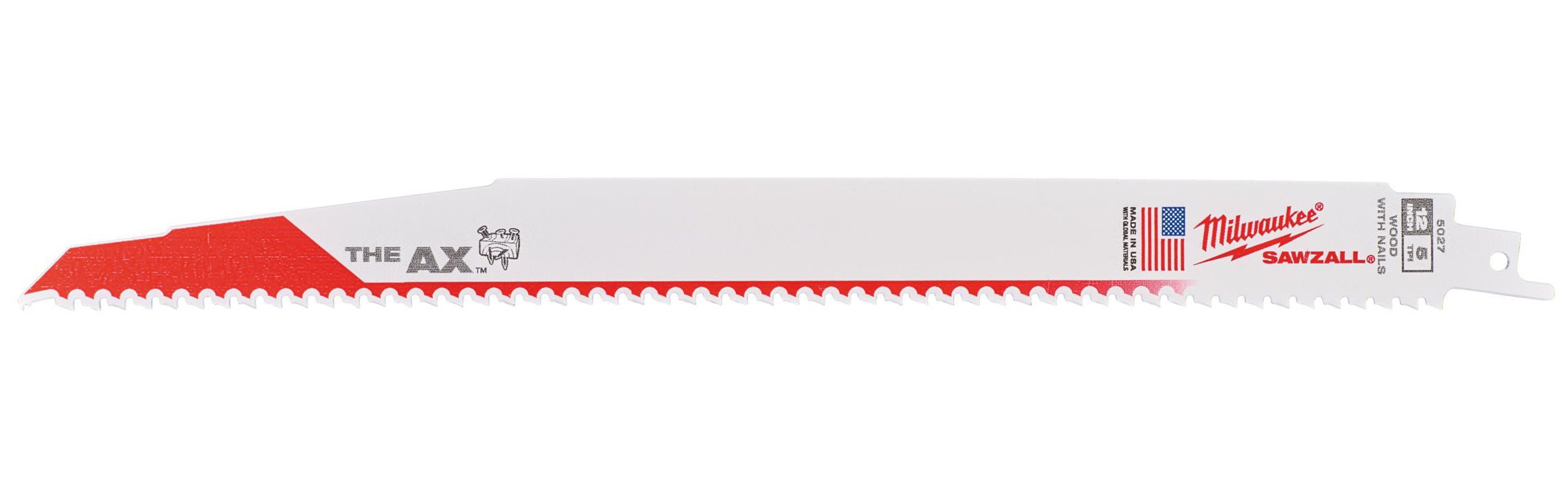 Milwaukee Heavy Duty AX szablyafűrészlap, bontó, szöges fához, Bi-Met, 300 mm, 5 TPi, 5 db/csomag termék fő termékképe