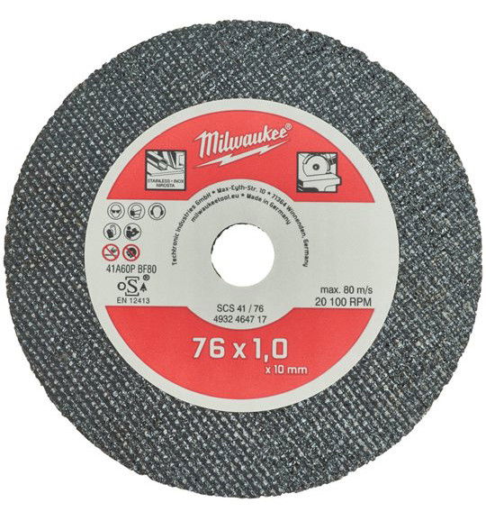 Milwaukee SCS 41/76 vékony fémvágó tárcsa, egyenes, 76x1.0 mm, 5 db/csomag termék fő termékképe